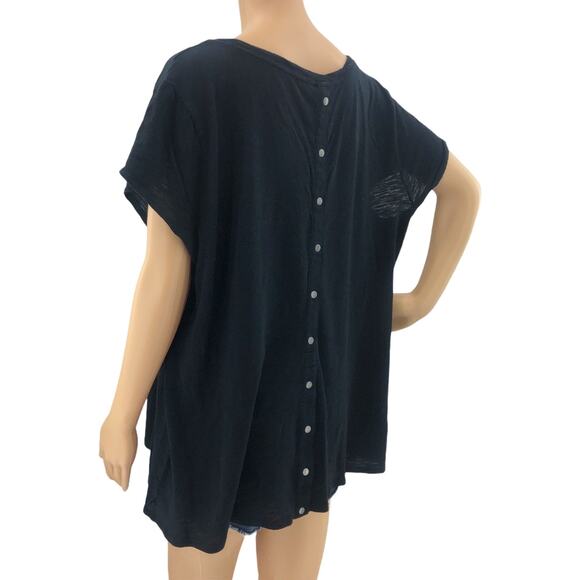 Rock & Republic MEDIUM Black Burnout USA American Eagle Oversized Tee Shirt - Picture 4 of 5